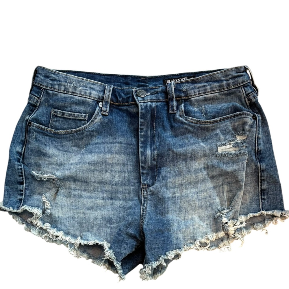 Blank NYC The Lenox Distressed Cutoff Denim Shorts High Rise Festival Size 29 - Picture 7 of 7